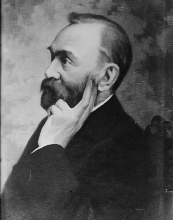 Alfred Nobel in profile, photographed by Gösta Florman