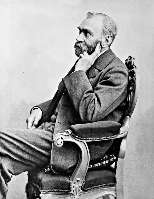 Alfred Nobel seated, photographed by Gösta Florman, before 1896