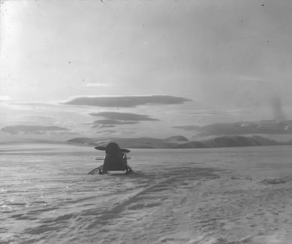 A propeller sledge on the ice sheet, German Greenland Expedition, 1930–31