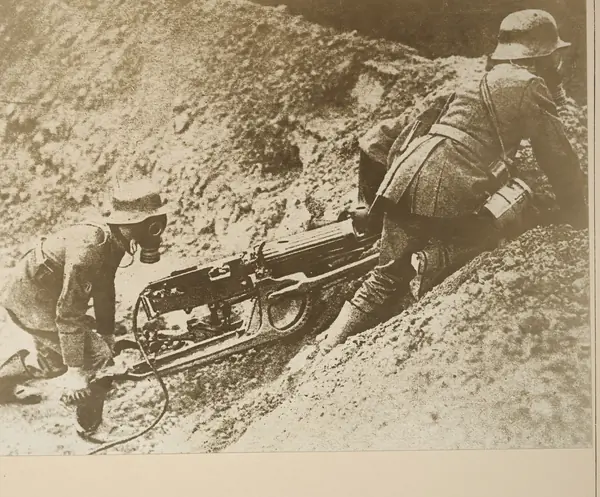 German machine gunners in gas masks, 1918 (not the men York faced)