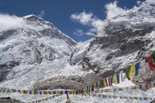 Prayer flags at Everest Base Camp, Nepal, 2016 (cropped; the place, not her trek)