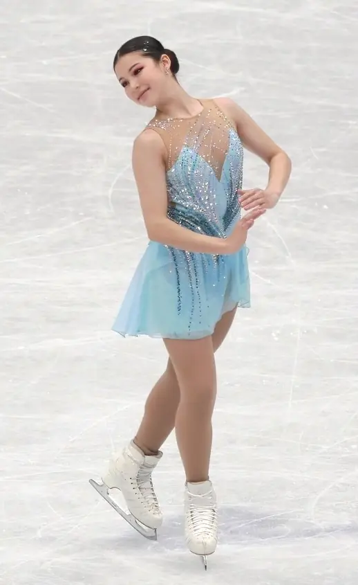 Alysa Liu during her free skate at the 2022 World Championships, Montpellier, March 2022 (cropped; not the Beijing Olympics)