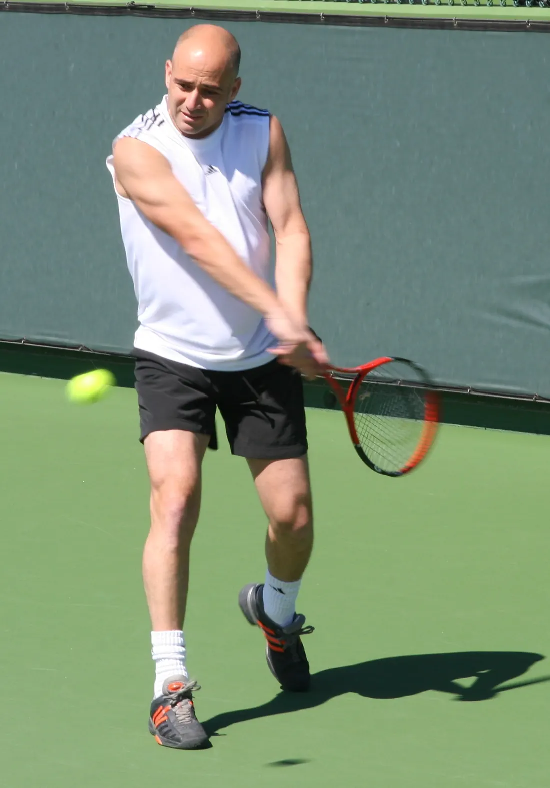 Andre Agassi practicing at Indian Wells, March 12, 2006 (not his matches against Becker)