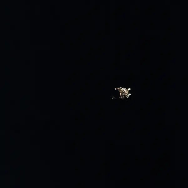 View of damaged Apollo 13 Service Module from the Lunar-Command Modules (as13-58-8458)