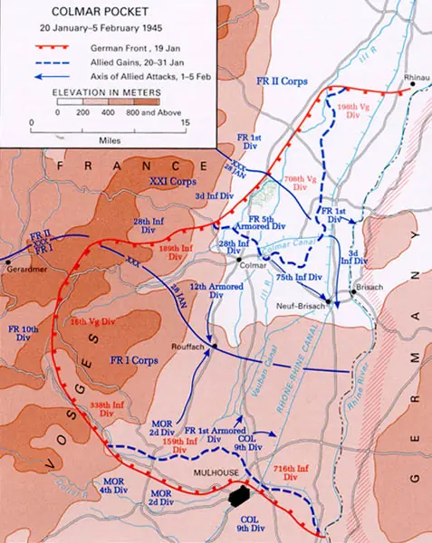 Map of the Colmar Pocket, January 20–February 5, 1945