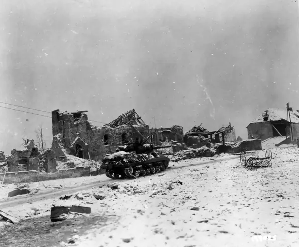 An M10 tank destroyer in Berlé, Luxembourg, January 12, 1945 (not Murphy’s)