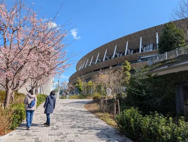 The Japan National Stadium, Tokyo’s Olympic Stadium, from outside, March 9, 2025 (not the 2021 final)