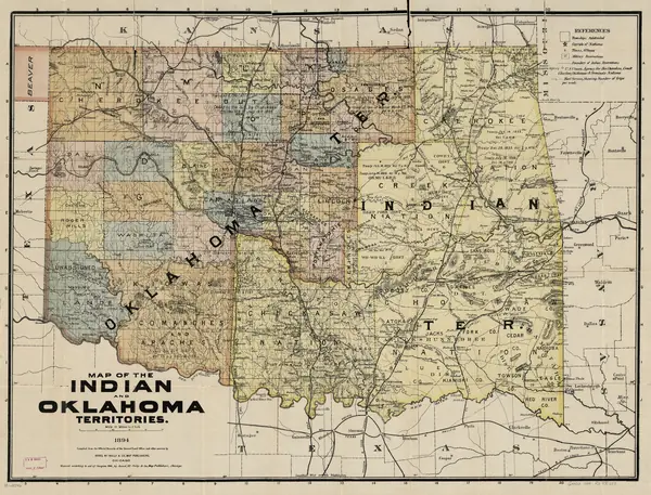 Map of the Indian and Oklahoma territories, 1894; compiled from the official records of the General Land Office and other sources. LOC 98688546