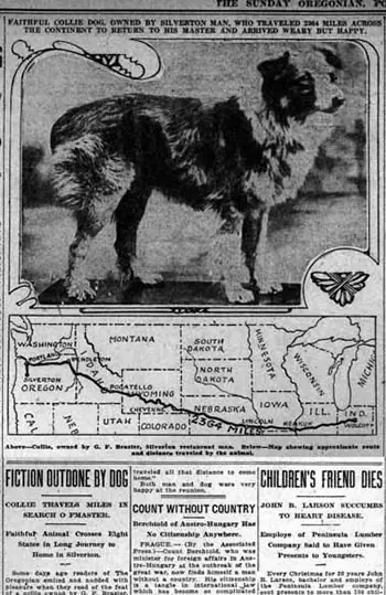 Bobbie the Wonder Dog map in The Oregonian