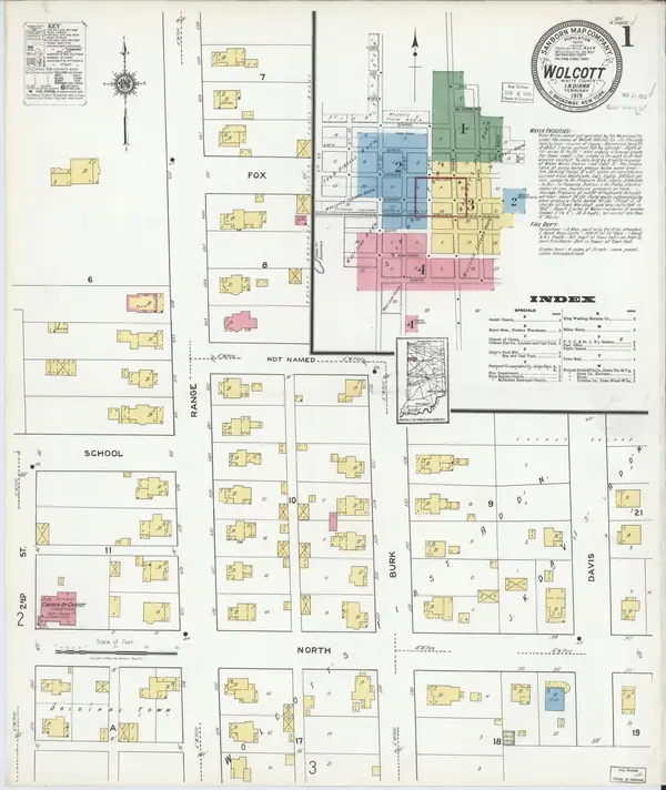Sanborn Fire Insurance Map from Wolcott, White County, Indiana, 1919, Plate 0001