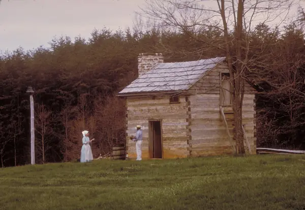The reconstructed cabin at Booker T. Washington National Monument, 2003 (a reconstruction)