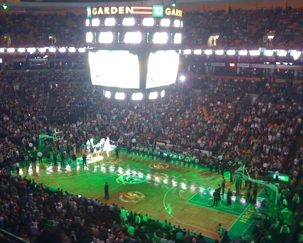 Inside TD Garden, with its scoreboard, at a Celtics–Suns game, Boston, November 6, 2009 (not the Scallenge)