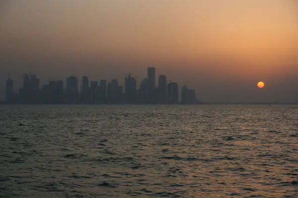 The Doha skyline at sunset, October 9, 2009