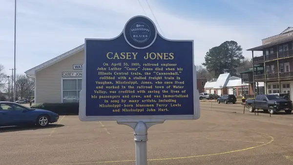 Mississippi Blues Trail marker “Casey Jones,” Water Valley, Mississippi, 2019