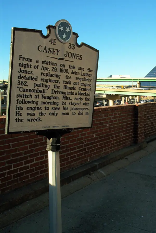 Tennessee Historical Commission marker 4E 33 in Memphis, where his last run began, 2002