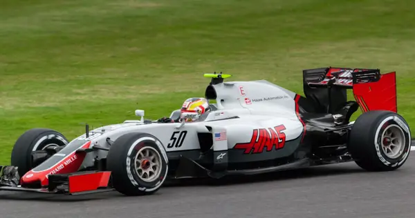 Charles Leclerc in the Haas Formula One car in practice at Silverstone, July 8, 2016
