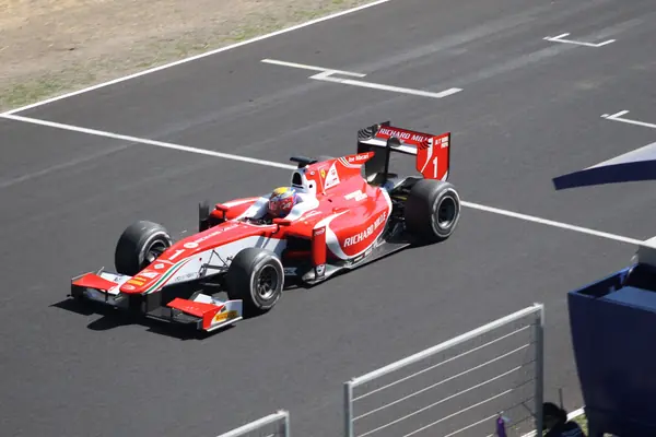 Charles Leclerc leading the Formula 2 feature race at Jerez, October 7, 2017 (not Baku)
