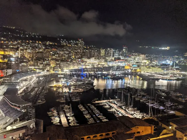 Monte-Carlo harbor at night, April 19, 2022
