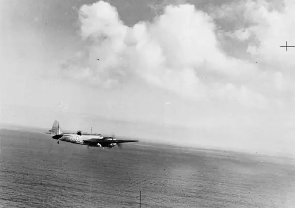 An RAF Blenheim IV low over the sea, 1939–41 (not his son’s aircraft)