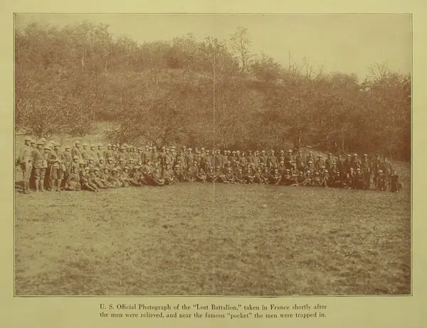 U.S. official photograph of the 'Lost Battalion' taken in France