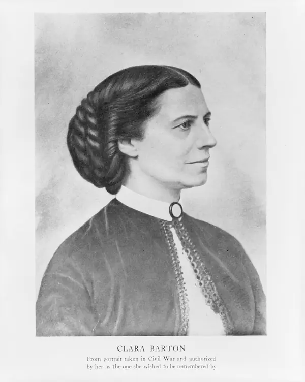 Clara Barton, from a Civil War portrait she authorized “as the one she wished to be remembered by,” halftone, about 1890