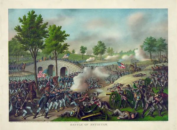 “Battle of Antietam,” chromolithograph by Kurz & Allison, 1888