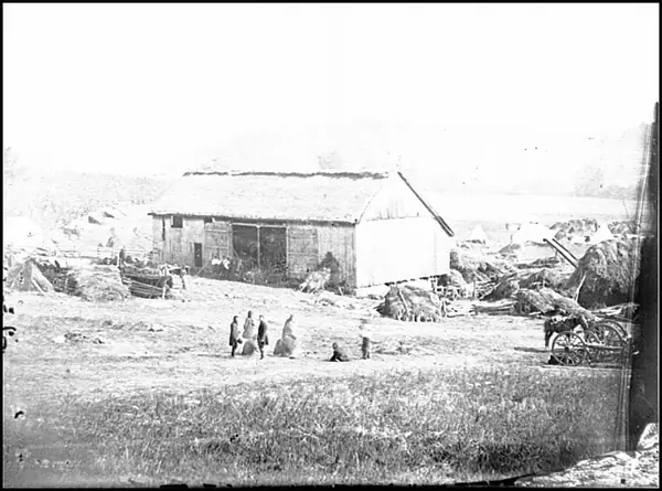 Smith’s barn near Keedysville, Maryland, used as a hospital after the Battle of Antietam, photo by Alexander Gardner, 1862 (not where Barton worked)