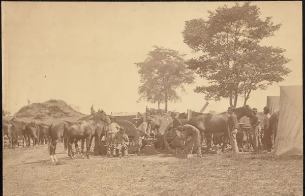 An army blacksmith and forge with wagons, Antietam, September 1862 (not Barton’s wagon)