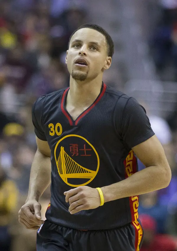 Stephen Curry at a Warriors game against the Wizards, Washington, February 24, 2015 (not the 2018 Finals)