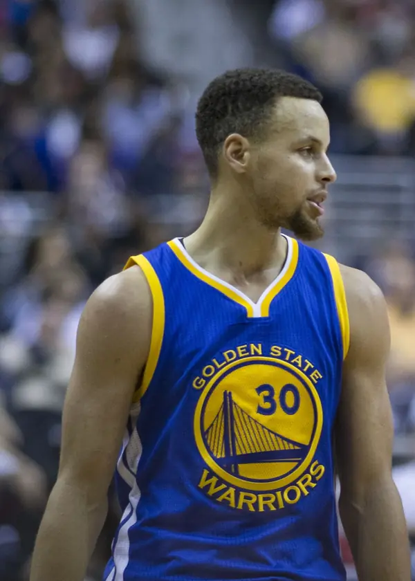 Stephen Curry at a Warriors game against the Wizards, Washington, February 3, 2016 (not the 2018 Finals)