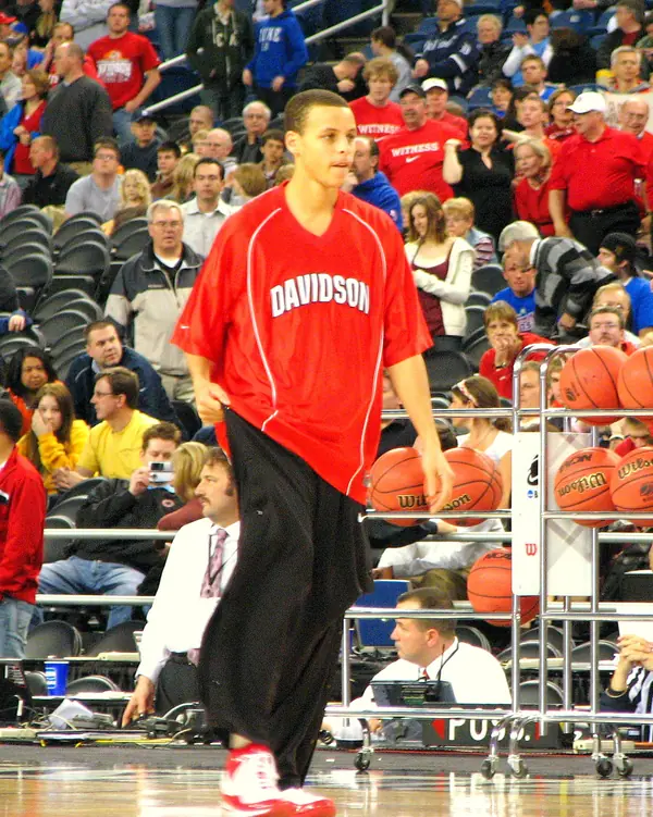 Stephen Curry as a Davidson player, warming up before the 2008 NCAA Midwest Regional final, Ford Field, Detroit, March 30, 2008