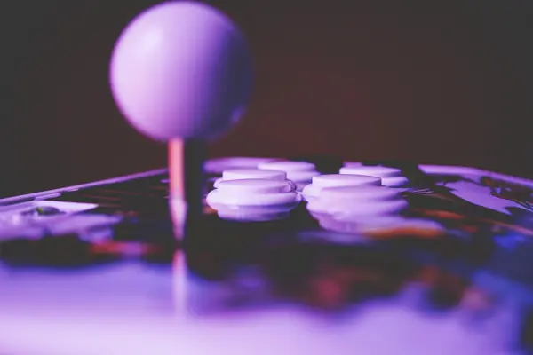 An arcade fight stick, photographed in 2017 (not Umehara’s)