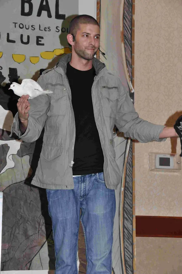 Darcy Oake performing with a dove at the Crohn’s and Colitis Foundation of Canada’s “All That Glitters” gala, May 7, 2010 (not Britain’s Got Talent)