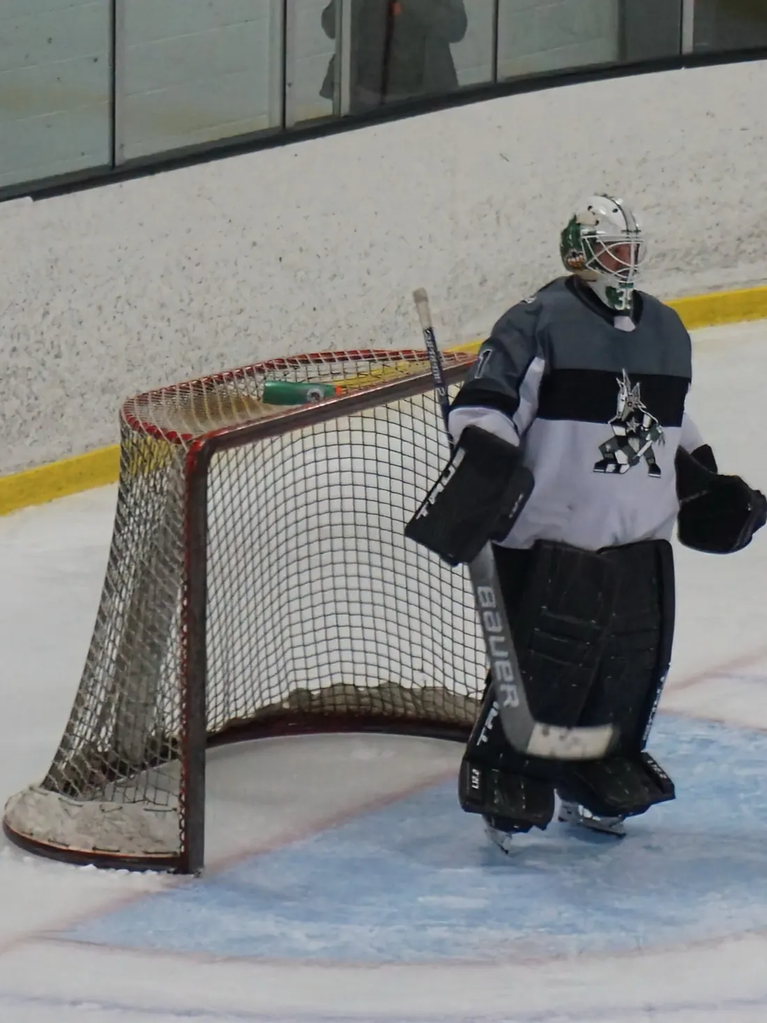 David Ayres in goal for the Richmond Hill Coyotes, Ontario Super Hockey League, October 20, 2024 (not the 2020 game)