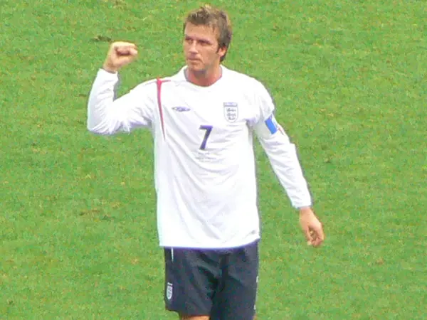 David Beckham in England’s kit with the captain’s armband, June 6, 2006