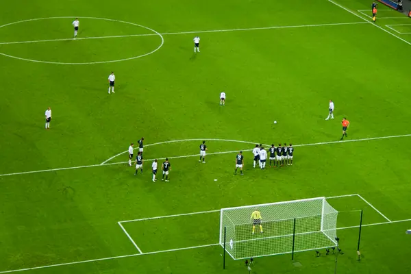 David Beckham prepares for a set piece, England v USA, Wembley, May 28, 2008 (not the 2001 free kick)