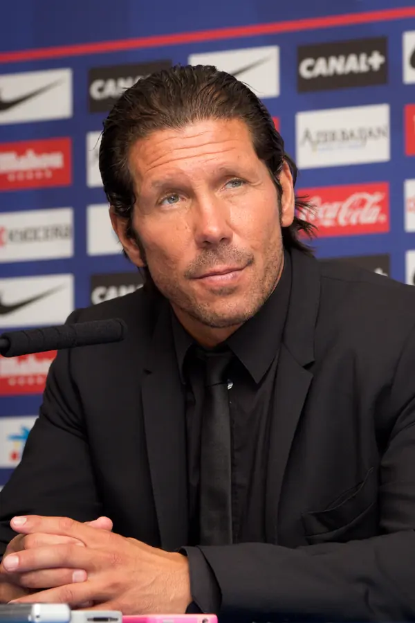 Diego Simeone at a press conference as Atlético Madrid coach, September 14, 2013