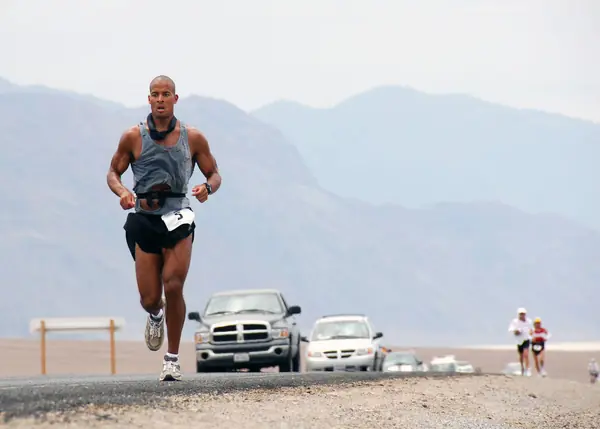 David Goggins running the Badwater 135 through Death Valley, California, July 23, 2007