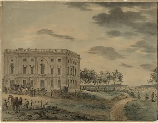 A view of the US Capitol by William Russell Birch, about 1800
