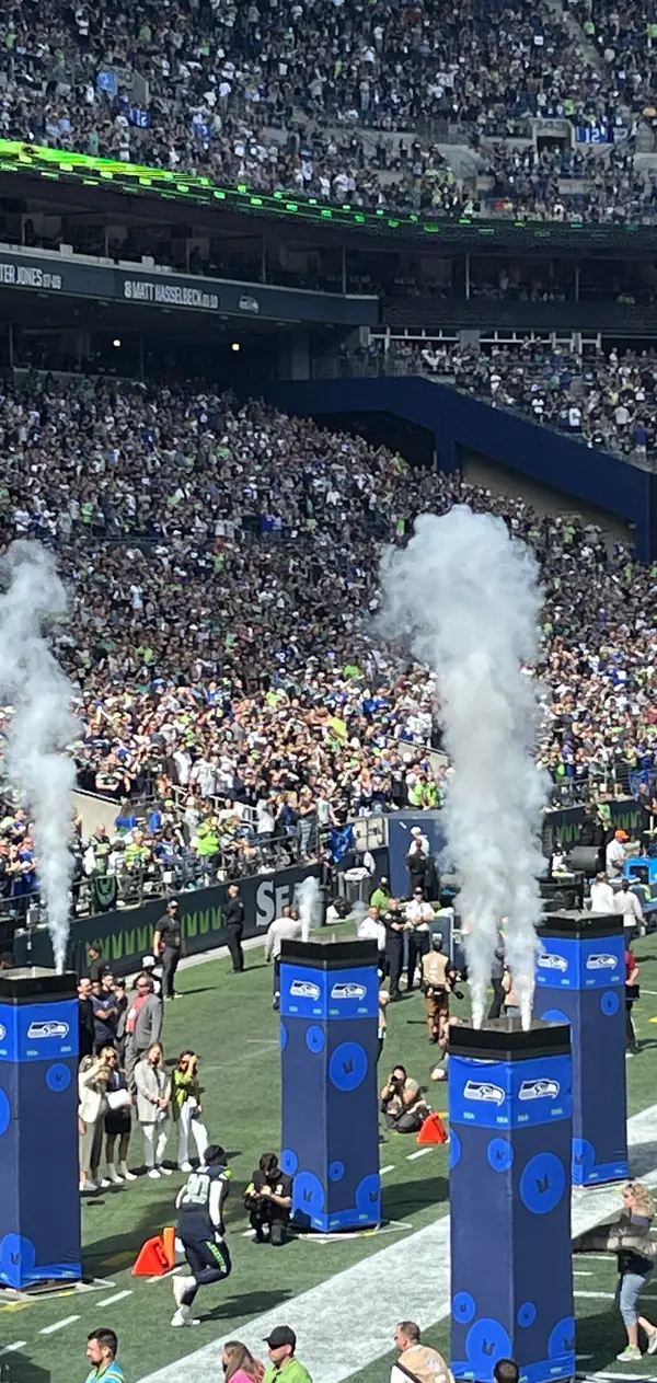 Seahawks player introductions at Lumen Field, Seattle, September 10, 2023 (his rookie season; no player identifiable)