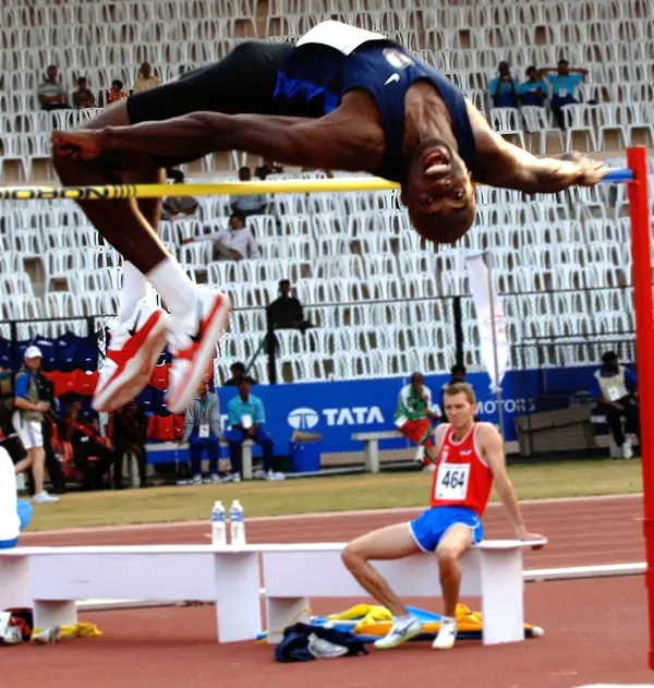 A US Army athlete doing the flop at the 2007 Military World Games (not Fosbury)