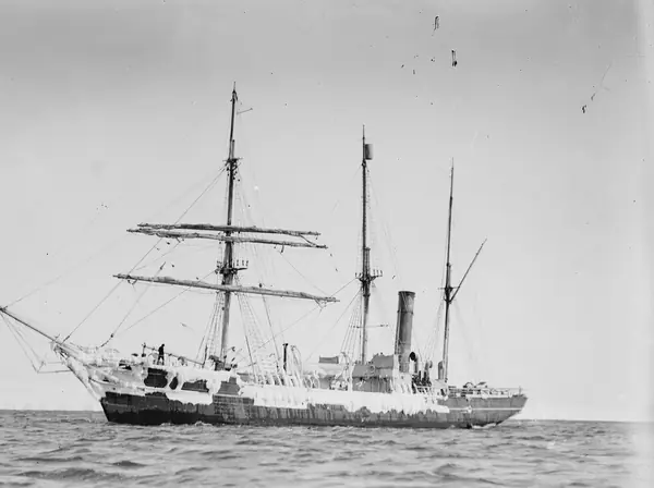 The Aurora, the expedition’s ship, encased in ice, 1912 (not the day she sailed)