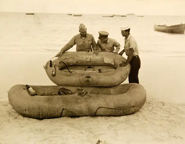 Life rafts of the type that saved Rickenbacker’s party, 1942 (not their own rafts)
