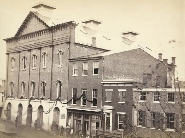 Ford’s Theatre, Washington, draped in mourning, 1865