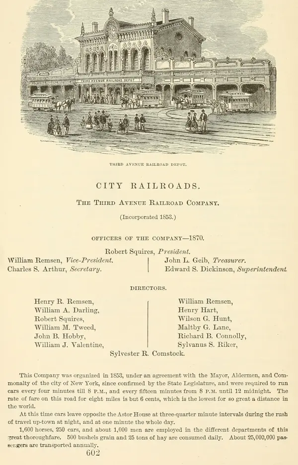 Third Avenue Railroad Depot, New York City, Valentine's Manual