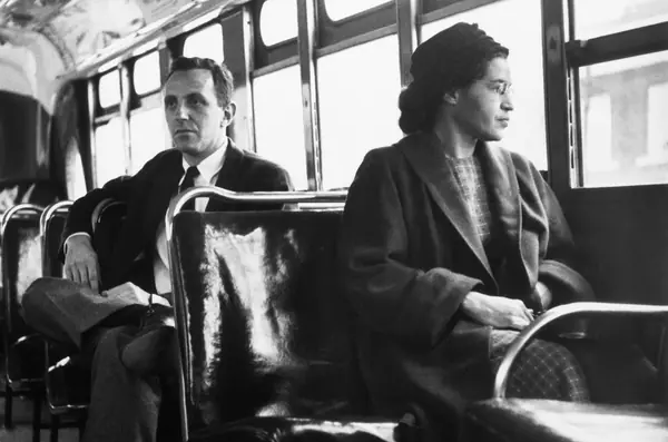 Rosa Parks on a Montgomery bus, December 21, 1956