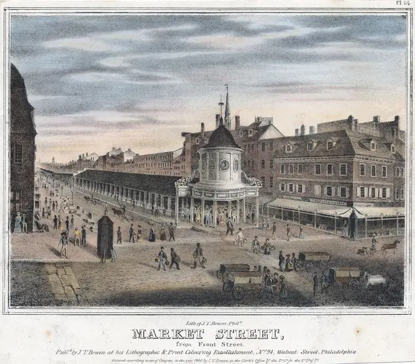Market Street from Front Street, Philadelphia, lithograph by J. T. Bowen, 1840 (eight years before the Crafts arrived)
