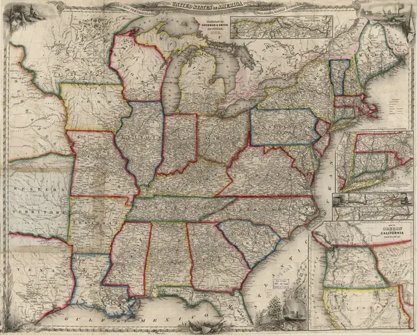 J. Calvin Smith’s map for travelers through the United States, with its railroads, canals and stage roads, 1850 (the Crafts’ route isn’t marked)