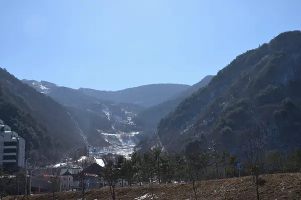 The Jeongseon Alpine Center, where the Olympic super-G was raced, February 13, 2025 (not the 2018 race)