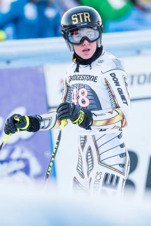 Ester Ledecká at the World Cup downhill, Garmisch-Partenkirchen, January 19, 2017 (not the Olympics)
